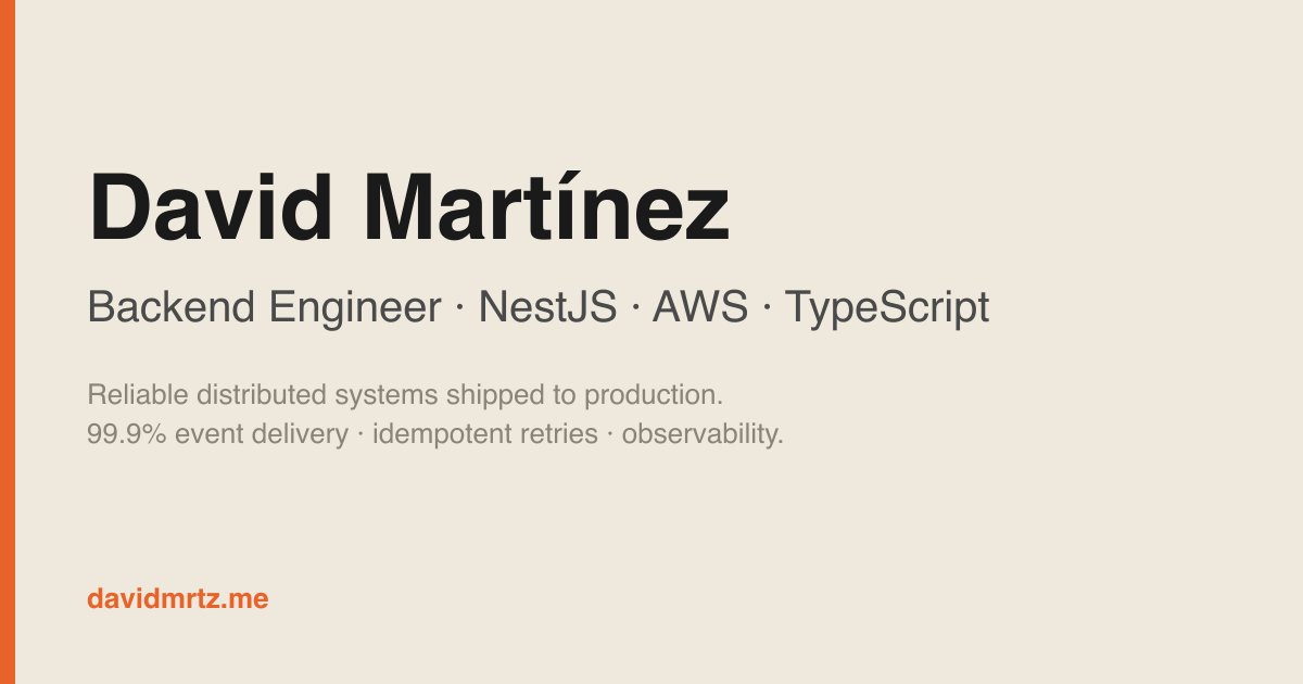 David Martínez — Backend Engineer | NestJS, AWS, TypeScript